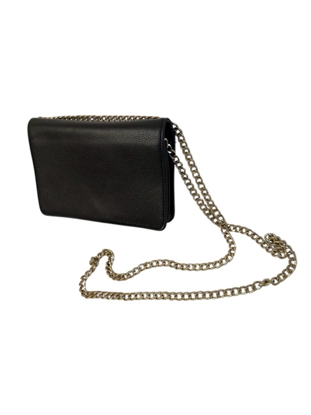 Forever 21 Black Vegan Leather Crossbody Bag Gold Chain
